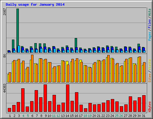 Daily usage for January 2014