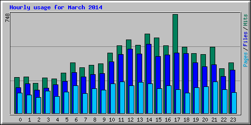 Hourly usage for March 2014