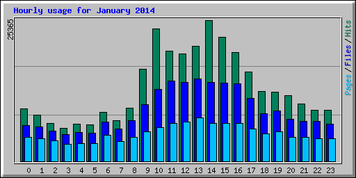Hourly usage for January 2014